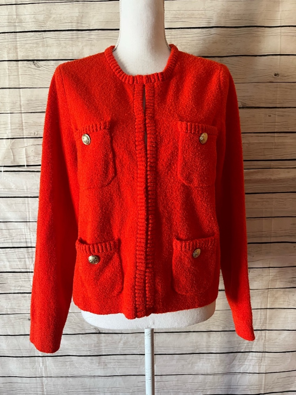 Rachel Zoe Bright Red Textured Pocket Cardigan